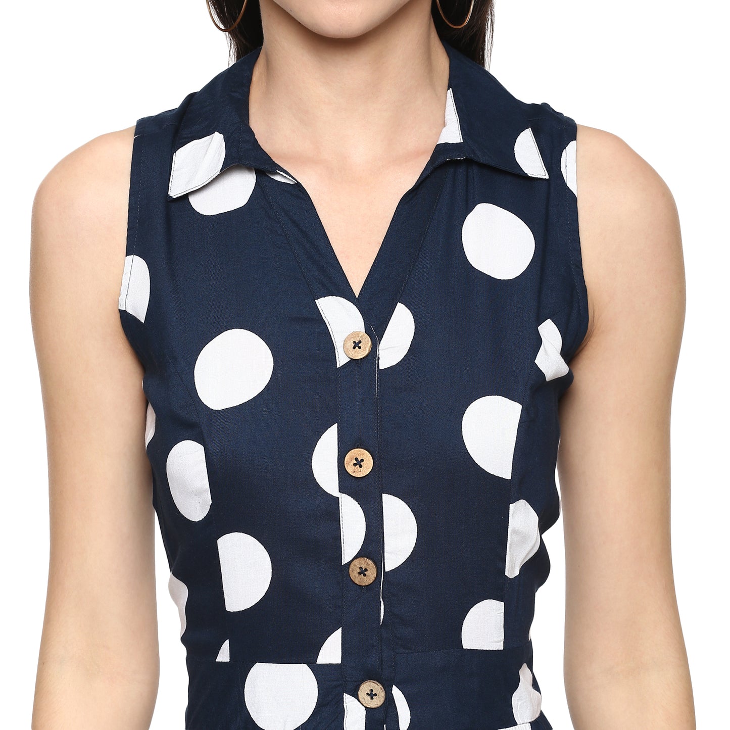 Porsorte Women Polka Dot Viscose A-line High Low  Dress