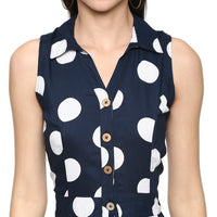 Porsorte Women Polka Dot Viscose A-line High Low  Dress