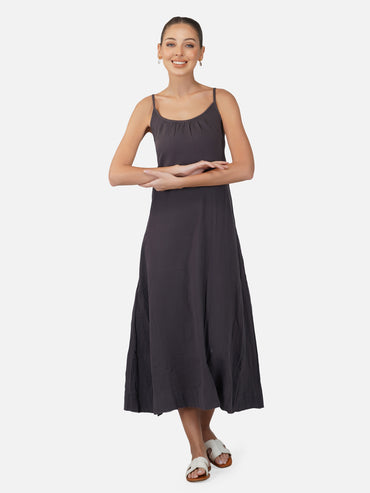Porsorte Womens Cotton Gauze Black Tie Dye Casual Strappy Dress