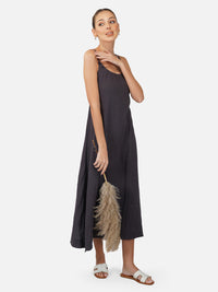 Porsorte Womens Cotton Gauze Black Tie Dye Casual Strappy Dress