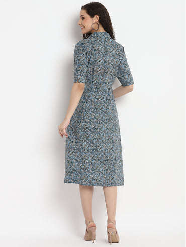 Porsorte Womens Ditsy Print Loose Fit Shirt Dress