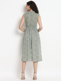 Porsorte Womens Ditsy Print Front Flap Tie Up Casual Dress
