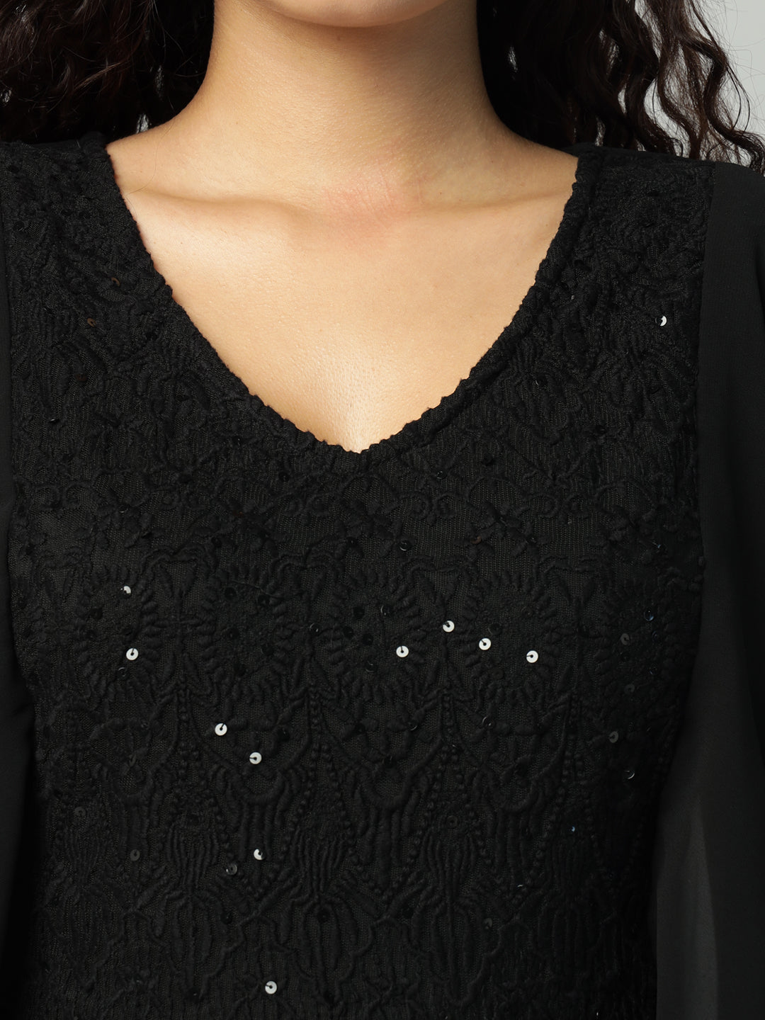 Porsorte Womens Partywear Black Maxi Dress