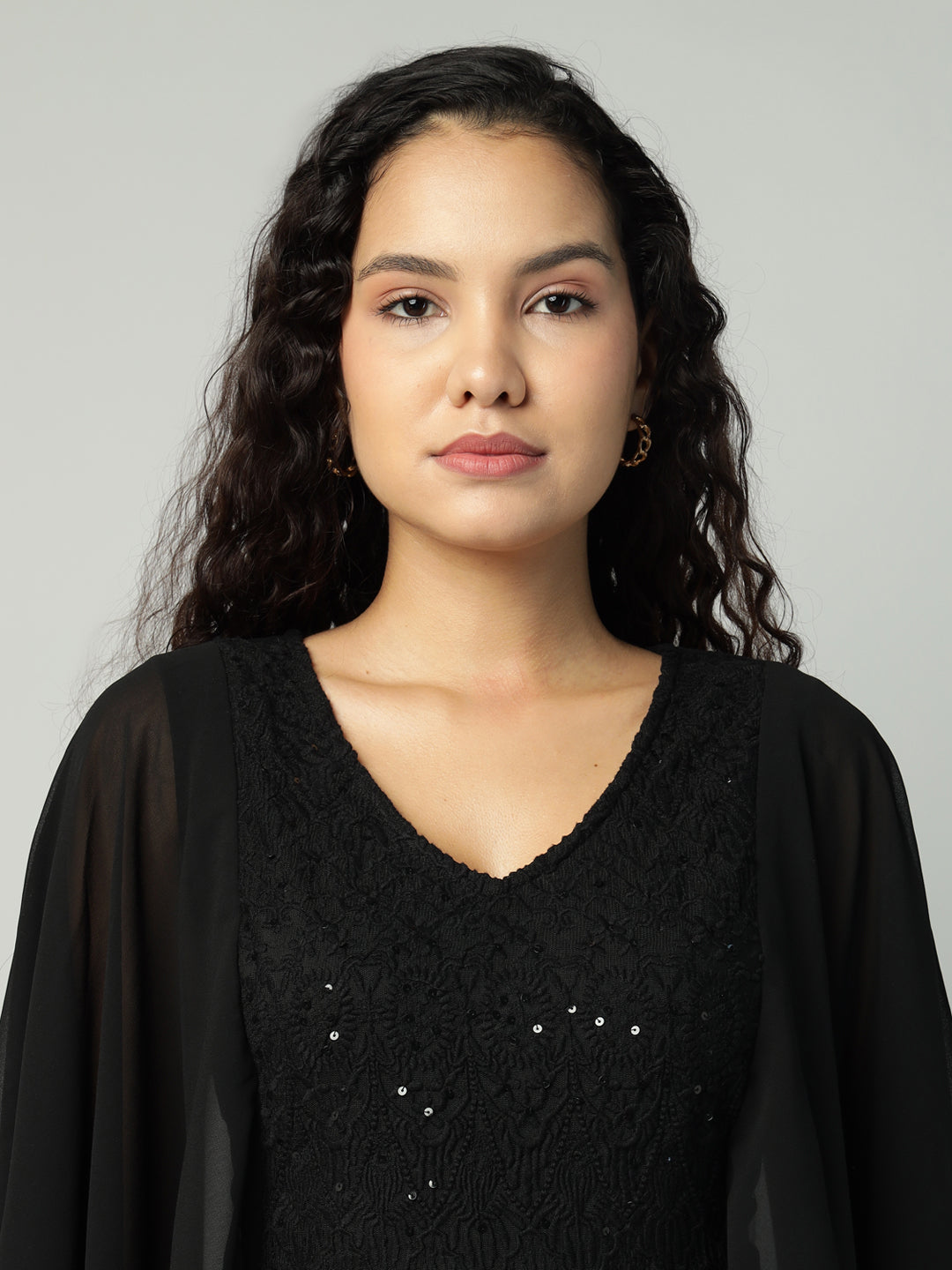 Porsorte Womens Partywear Black Maxi Dress