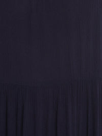 Porsorte Womens Navy Blue Sleeveless Rayon Casual Dress