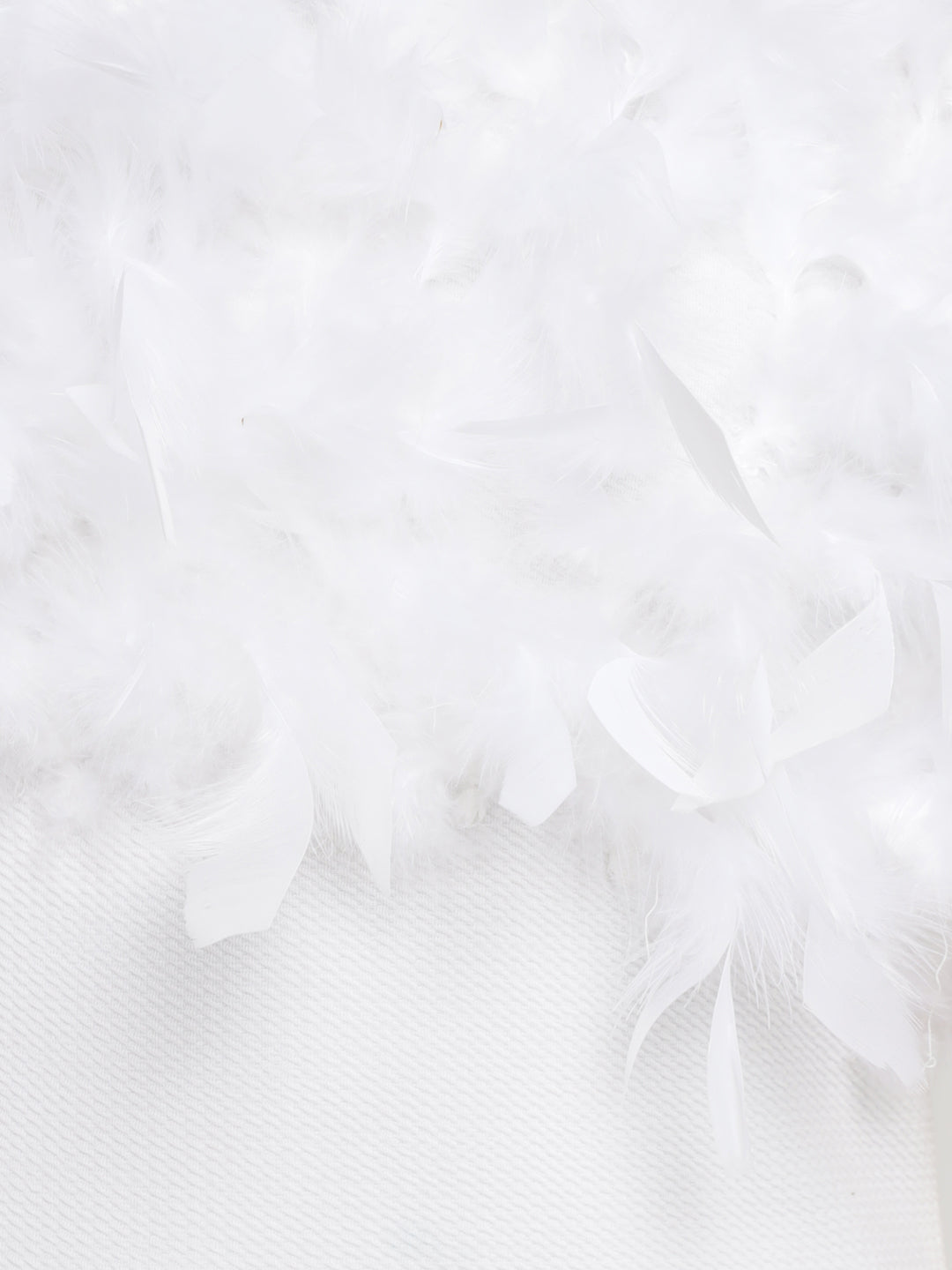 Porsorte Women's White Strapless Gown with Feather Details & Thigh-High Slit