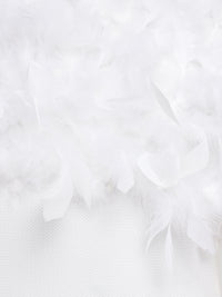 Porsorte Women's White Strapless Gown with Feather Details & Thigh-High Slit