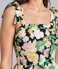 Women Floral Printed Spaghetti Strap Tiered Maxi Dress