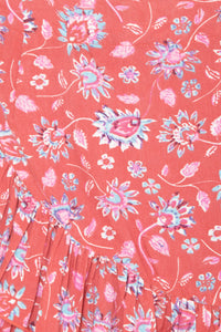 Porsorte Womens Red Rayon Floral Printed Flap Skirt
