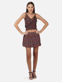 Porsorte Womens Rayon Red Ditsy Print Kansai Casual Skirt