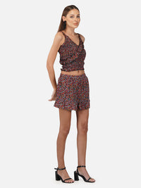Porsorte Womens Rayon Red Ditsy Print Kansai Casual Skirt