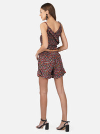 Porsorte Womens Rayon Red Ditsy Print Kansai Casual Skirt