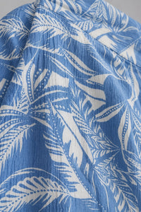Porsorte Women Blue Abstract Floral Printed Straight Fit Pants
