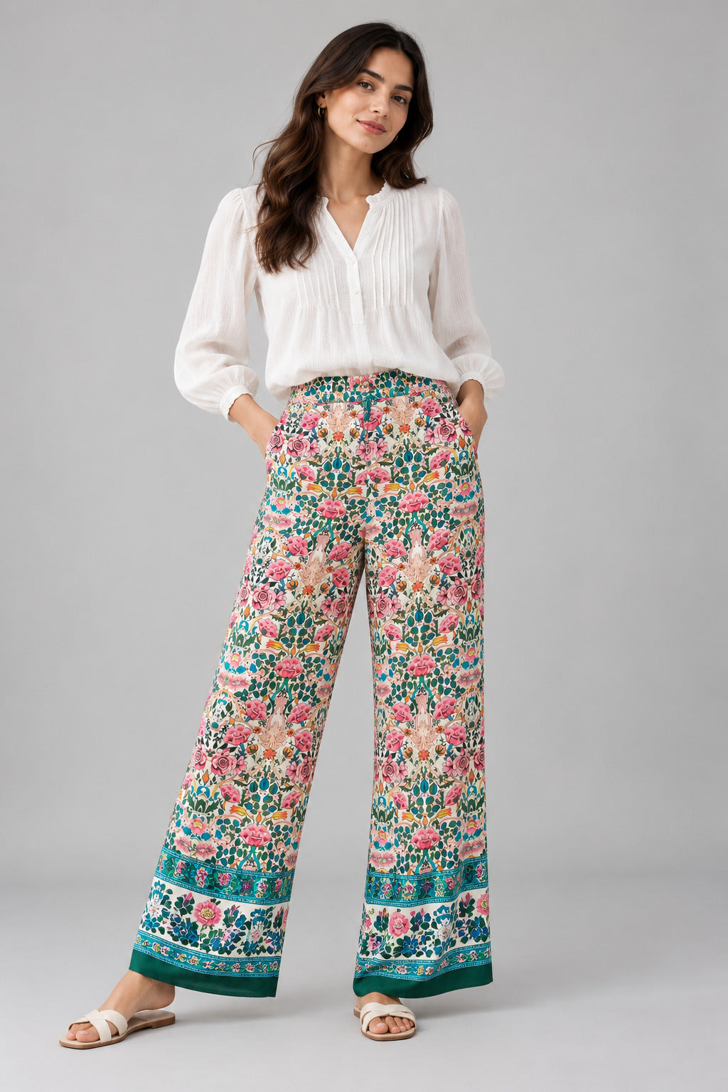 Porsorte Women Floral Printed Straight Pants