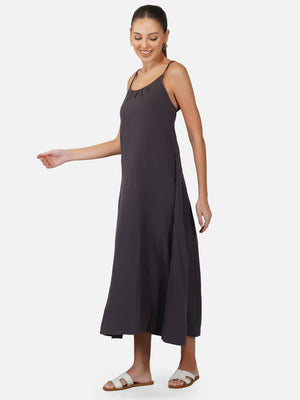 Porsorte Womens Cotton Gauze Black Tie Dye Casual Strappy Dress