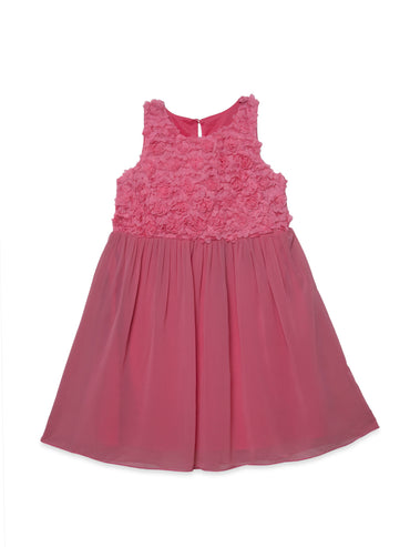 Hoop Hippo Pink Laser Cut Floral Cotton Voile Top Dress