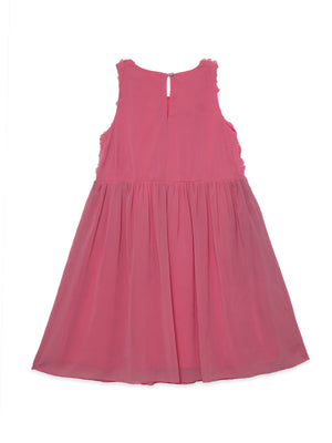 Hoop Hippo Pink Laser Cut Floral Cotton Voile Top Dress