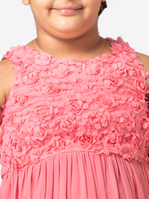 Hoop Hippo Kids Pink Laser Cut Floral Cotton Voile Top Dress