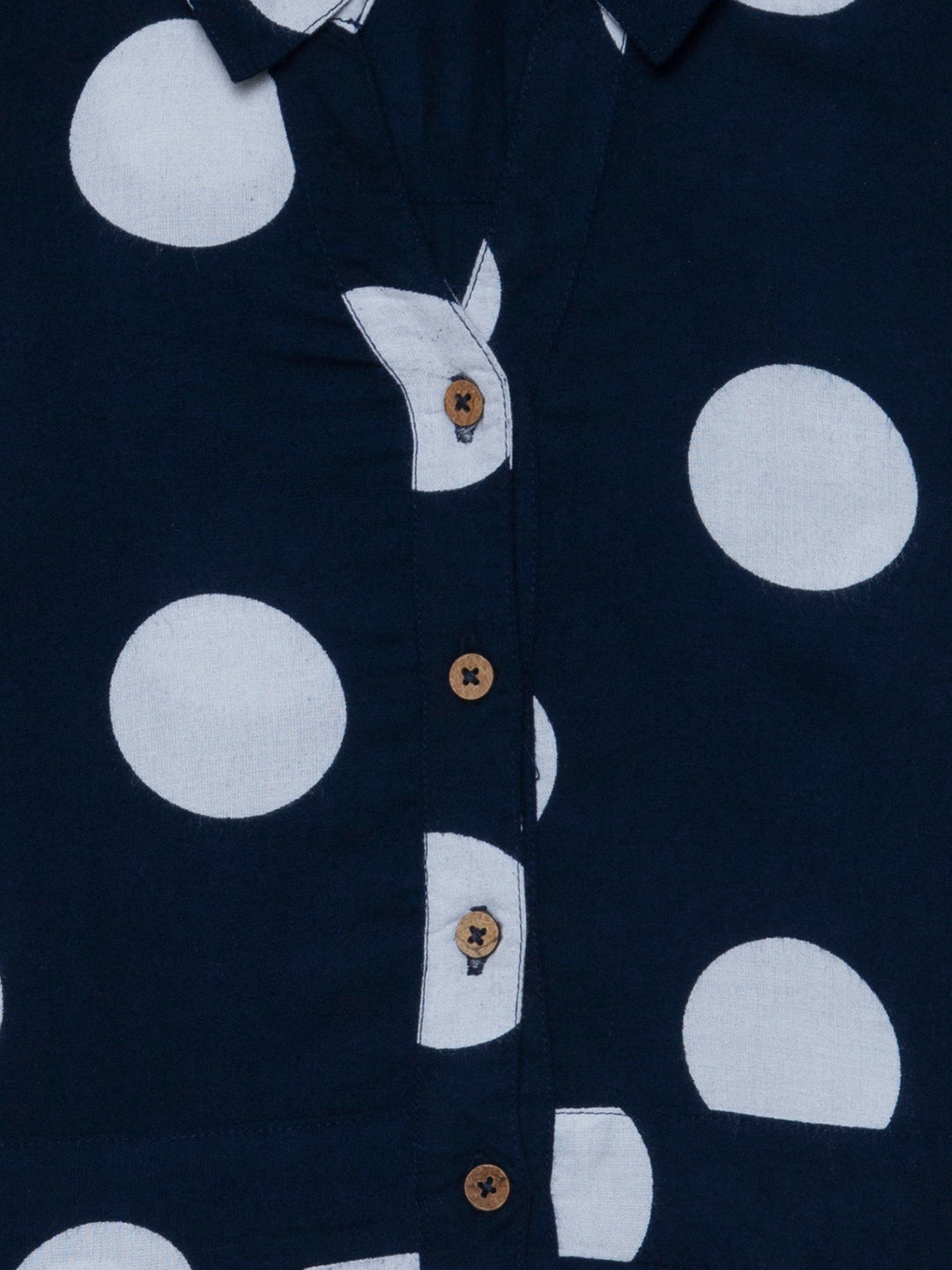 Hoop Hippo Navy White Polka Dot Rayon Shirt Dress