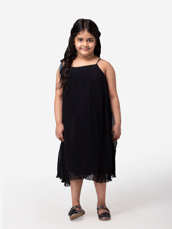 Hoop Hippo Black Spagetti Tie Up Tassel Cotton Voile Loose Fit Top