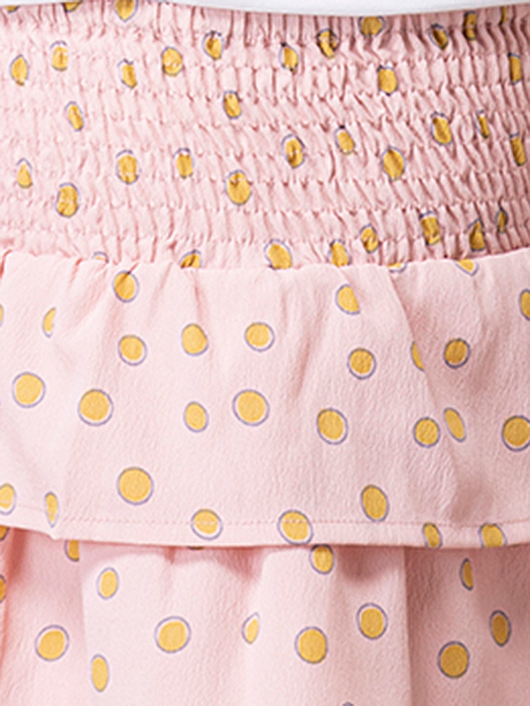 Hoop Hippo Kids Peach Gold Polka Dot Smoked Layered Cotton Voile Skirt