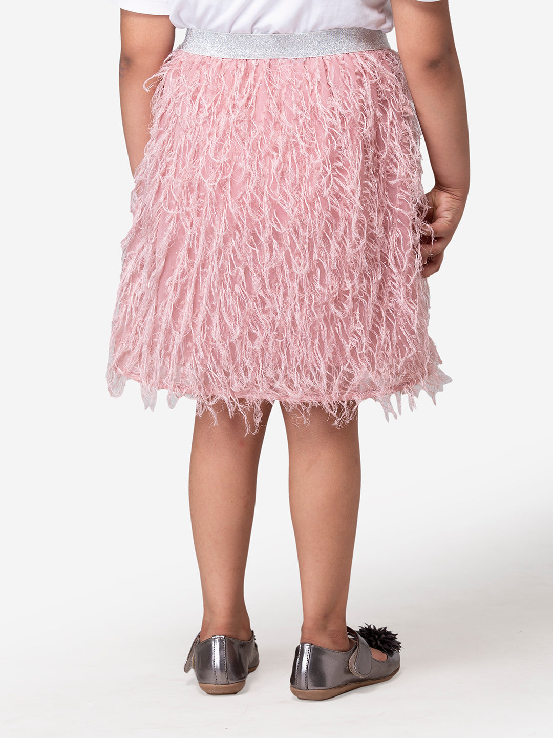 Hoop Hippo Kids Peach Shimmery Poly Fringed Cotton Voile Skirt
