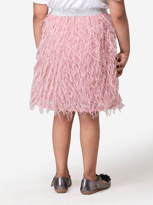 Hoop Hippo Kids Peach Shimmery Poly Fringed Cotton Voile Skirt