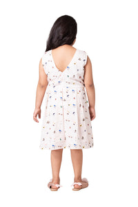 Hoop Hippo Printed Cotton Dobby Pink Dress