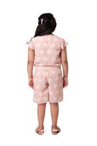 Hoop Hippo Girls Flamingo Front Button Playsuit