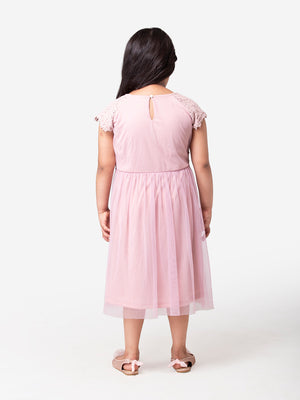 Hoop Hippo Peach Crochet Mesh Lace Top Dress
