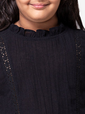 Hoop Hippo Black Cotton Top