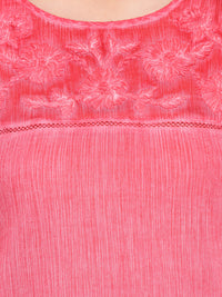 PORSORTE Women's Cotton Red Hand Embroidery Top - www.porsorte.in
