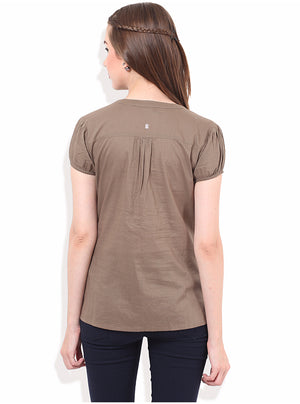 PORSORTE Women's Handwork Sequins Brown Shirt - www.porsorte.in