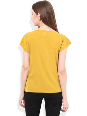PORSORTE Women's Polyester Solid Yellow Top - www.porsorte.in