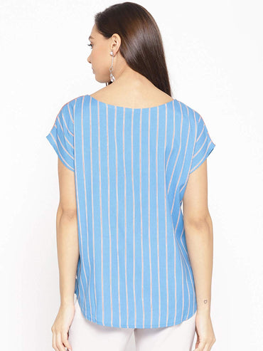 PORSORTE BLUE Strip Blouse