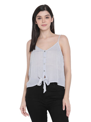 Porsorte Womens Viscose Crepe Striped Spaghetti Strap Top