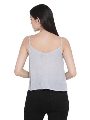 Porsorte Womens Viscose Crepe Striped Spaghetti Strap Top
