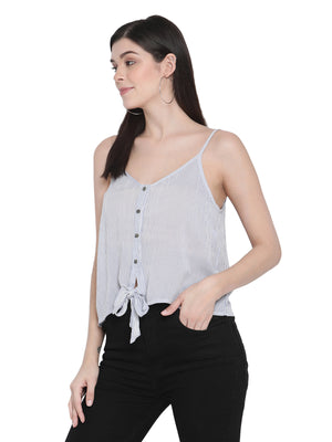 Porsorte Womens Viscose Crepe Striped Spaghetti Strap Top