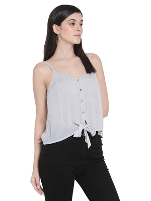 Porsorte Womens Viscose Crepe Striped Spaghetti Strap Top