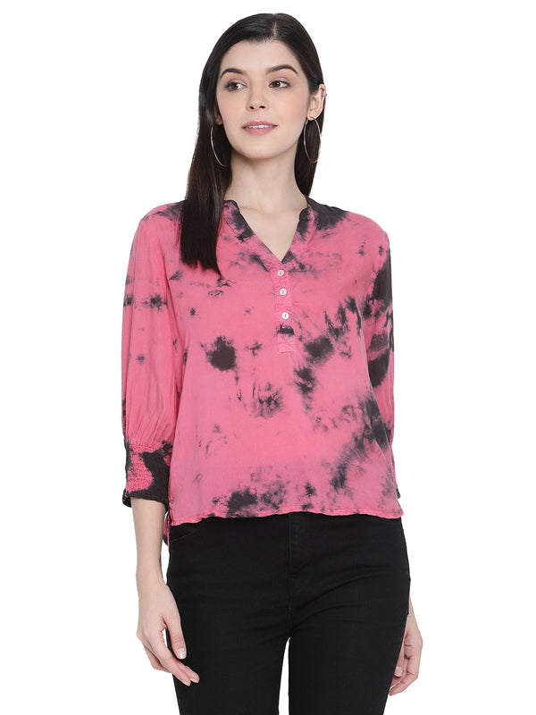 Porsorte Womens Pigment Dyed Viscose Modal Roll up Sleeve Top