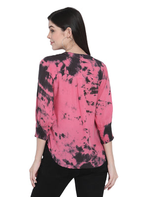 Porsorte Womens Pigment Dyed Viscose Modal Roll up Sleeve Top