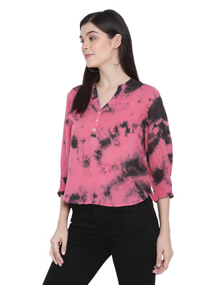 Porsorte Womens Pigment Dyed Viscose Modal Roll up Sleeve Top