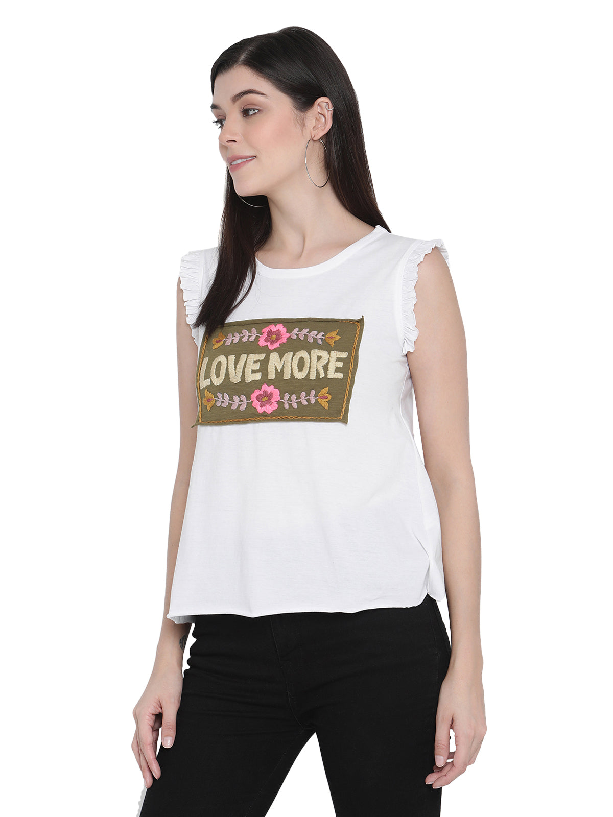 PORSORTE Women's Cotton Jersey Love You Graphic Top