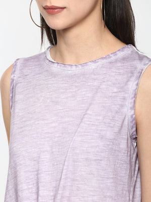 Porsorte Women Blue Pigment Dye Tie Knot Sleeveless top