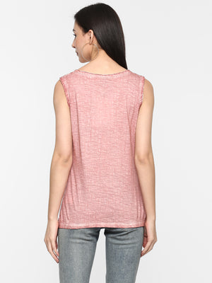 Porsorte Women Brown Pigment Dye Tie Knot Sleeveless top