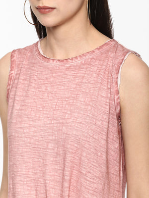 Porsorte Women Brown Pigment Dye Tie Knot Sleeveless top