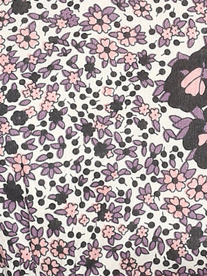 Porsorte Women Purple Cotton Printed Smocked Crop Top