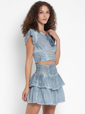 Porsorte Women Cotton Pigment Tie-Dye Crop Top and Skirt Set