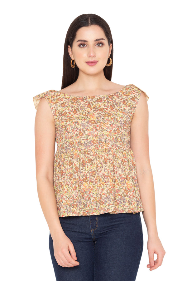 Porsorte Womens Cotton Gauze Printed Top