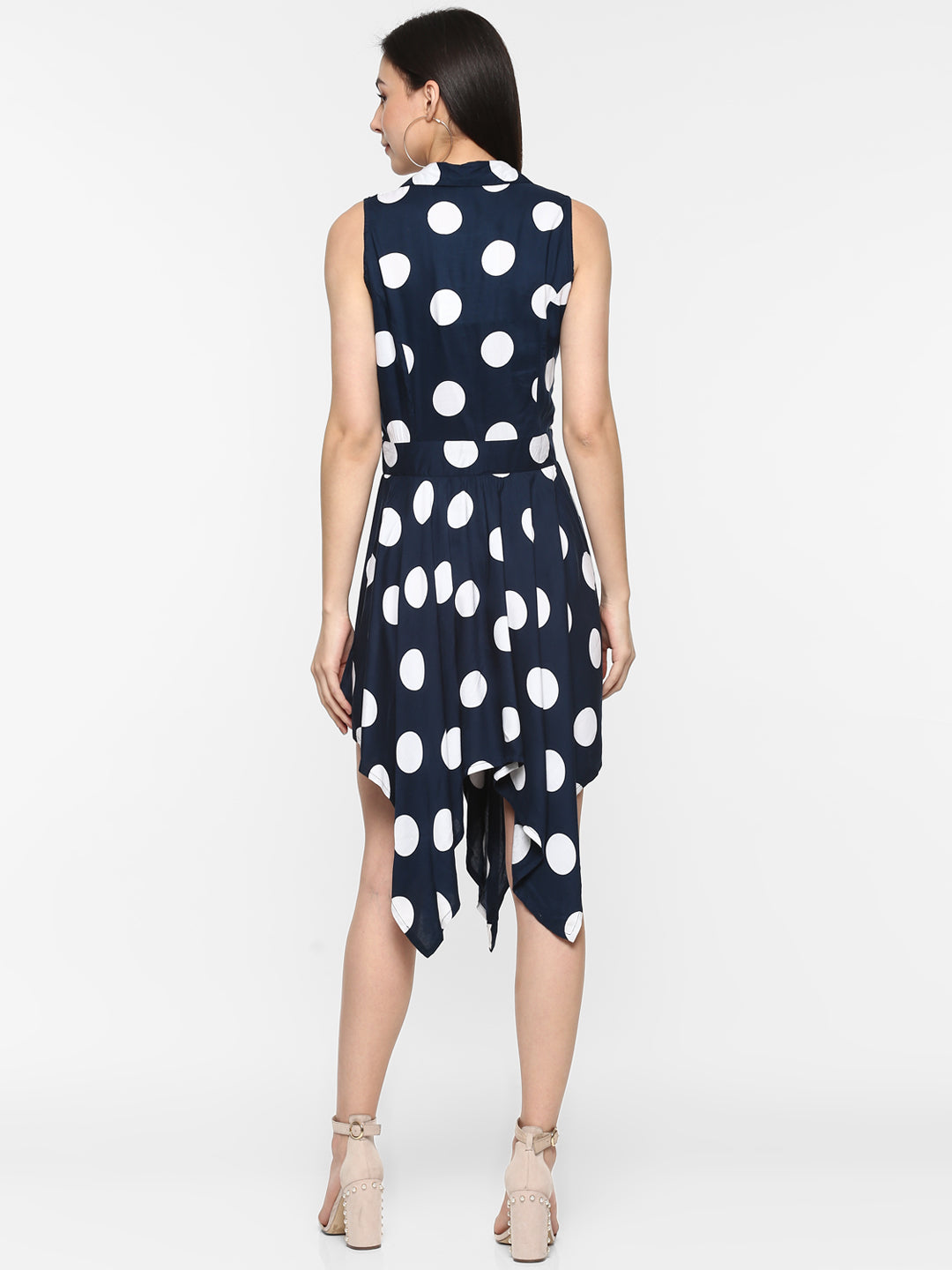 Porsorte Women Polka Dot Viscose A-line High Low  Dress